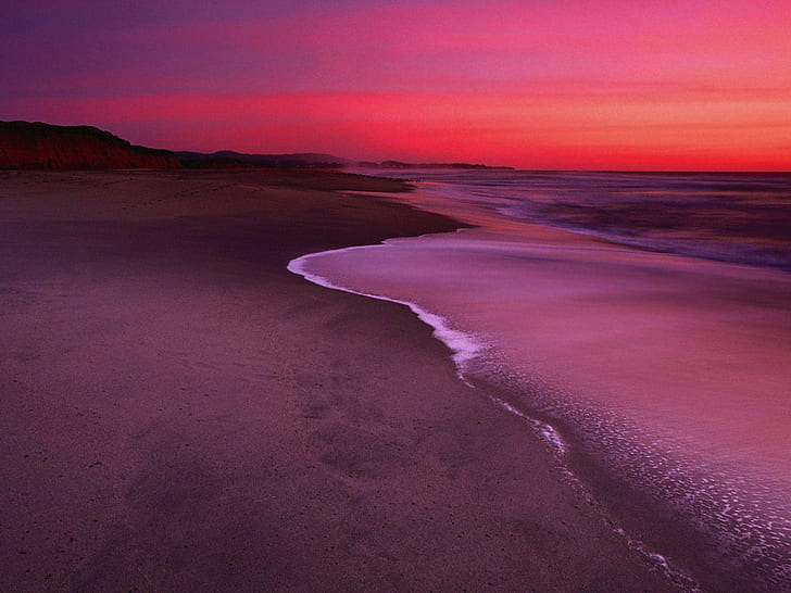 Dunes Beach, Half Moon Bay, Kaliforniya, plajlar, gün batımı, tepeleri, kaliforniya, doğa ve manzaralar, HD masaüstü duvar kağıdı