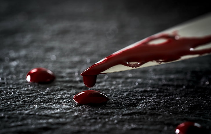 Makro, Blut, Messer, HD-Hintergrundbild