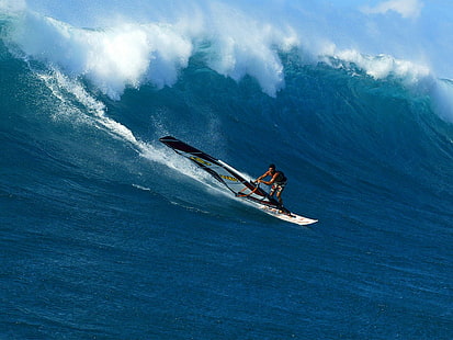 Windsurfing HD, biała deska surfingowa, sport, windsurfing, Tapety HD HD wallpaper