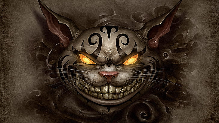 kegilaan alice kembali, kucing Cheshire, senyum, gambar, mata, Wallpaper HD