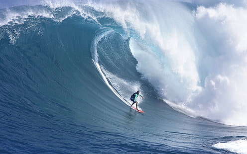 red surfboard, sea, wave, surfing, HD wallpaper HD wallpaper