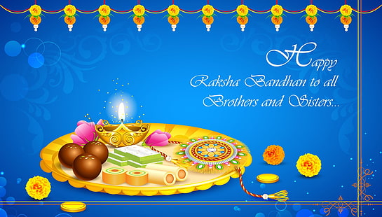 Happy Raksha Bandhan Dekorerad Puja, festivaler / helgdagar, Raksha Bandhan, festival, HD tapet HD wallpaper