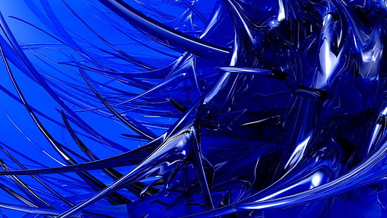 blå metallisk HD tapet, abstraktion, anslutning, skalor, form, HD tapet HD wallpaper