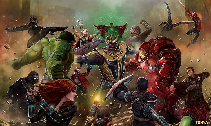 Thanos Mücadele Tüm Avengers - Avengers Infinity War Artwork, HD masaüstü duvar kağıdı