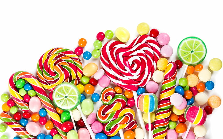 Aliments, bonbons, couleurs, sucette, bonbons, Fond d'écran HD
