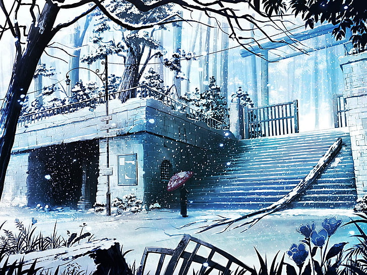 anime, musim dingin, salju, Wallpaper HD