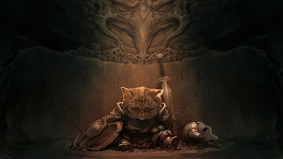 고양이, Lirik, The Elder Scrolls V : Skyrim, HD 배경 화면 HD wallpaper