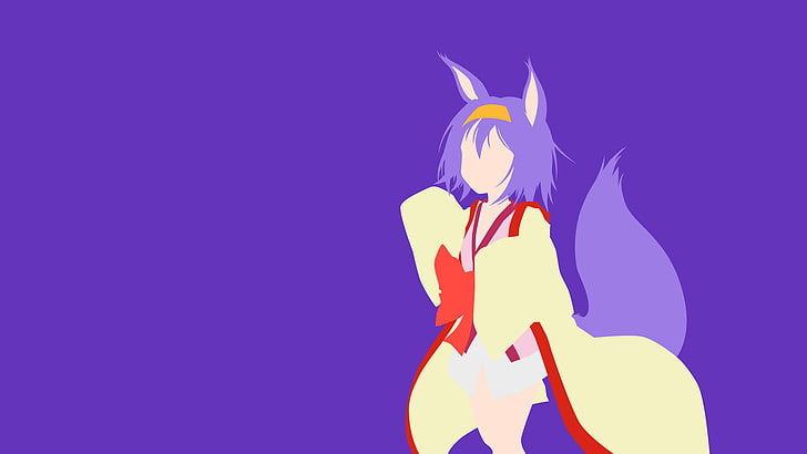 анимационный персонаж на фиолетовом фоне, No Game No Life, Hatsuse Izuna, вектор, аниме векторы, HD обои