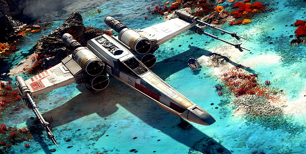 เครื่องบินต่อสู้สีเทา, วิดีโอเกม, Star Wars Battlefront II, X-wing, Star Wars, วอลล์เปเปอร์ HD HD wallpaper