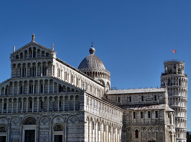 ancient, architecture, building, cathedral, dome, famous landmark, italy, landmark, leaning tower of pisa, medieval, piazza dei miracoli, pisa, places of interest, tourist attraction, tower, tuscany, world herit, HD wallpaper