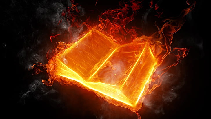 Abstraktes Design, brennendes Feuerbuch, Buch auf Feuerillustration, Zusammenfassung, Design, Brennen, Feuer, Buch, HD-Hintergrundbild