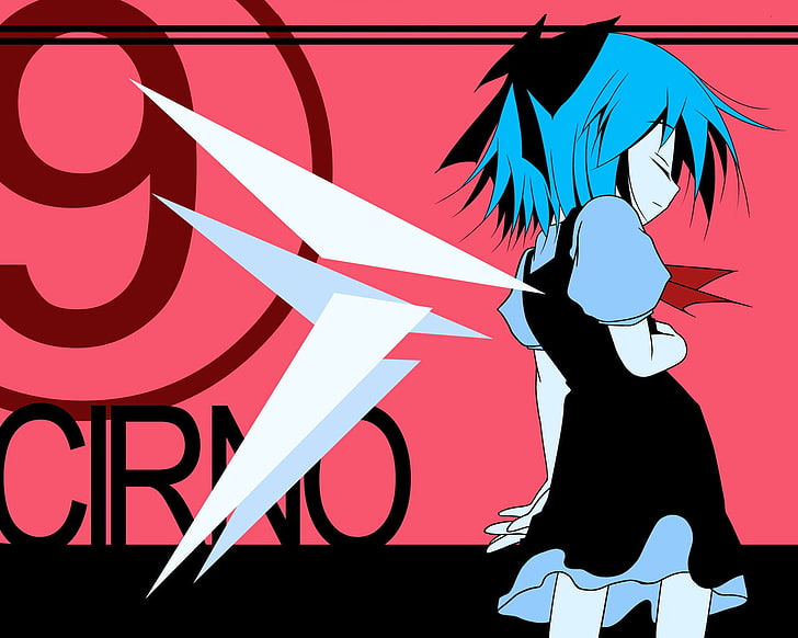 Anime Mädchen, blaue Haare, Touhou, Cirno, HD-Hintergrundbild