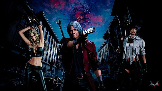 Devil May Cry, Devil May Cry 5, Dante, Trish, Lady (Devil May Cry), video games, HD wallpaper HD wallpaper