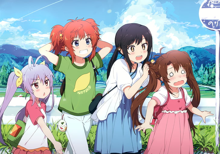 Anime, Non Non Biyori, Hotaru Ichijou, Komari Koshigaya, Natsumi Koshigaya, Renge Miyauchi, Fondo de pantalla HD