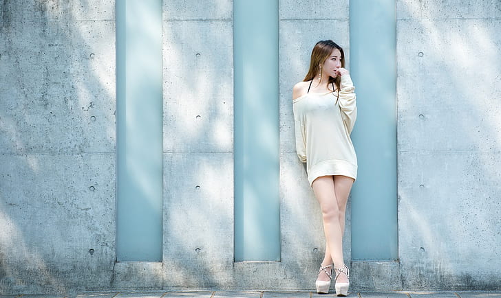model, women, minidress, Asian, dress, HD wallpaper