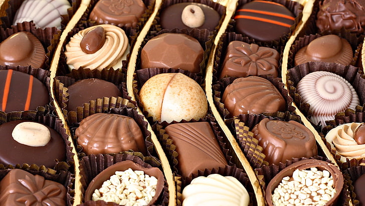 Schokoladenwürfel viel, Schokolade, Süßigkeiten, Bonbons, HD-Hintergrundbild