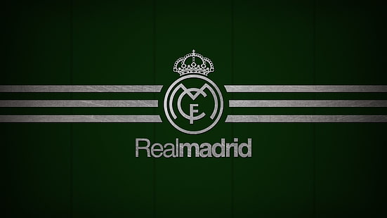 Logo Realmadrid FC, ciemne, logo, emblemat, zielony, minimalizm, tekstura, tło, piłka nożna, piłka nożna, Hiszpania, klub piłkarski, biały, El Real, logo Realu Madryt, tapeta Realu Madryt, Los Galacticos, Tapety HD HD wallpaper