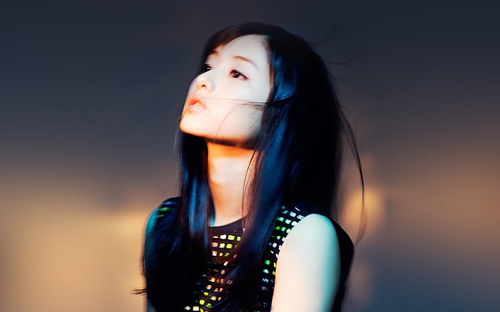 satomi, ishihara, japanses, actress, girl, rainbow, HD wallpaper