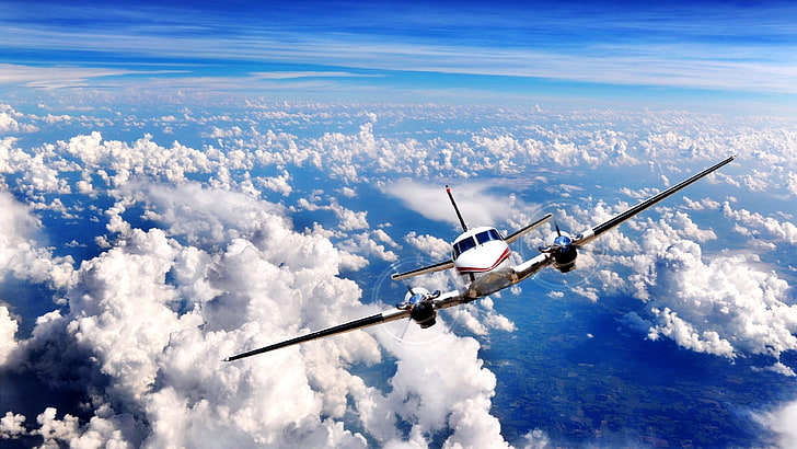 비행기 항공기 구름 하늘 킹 에어 c90, HD 배경 화면
