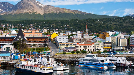 ushuaia, Patagonia, miasto, pojazd, łódź, Tapety HD HD wallpaper