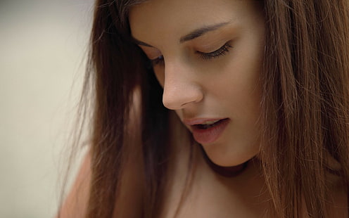 modelka, kobiety, brunetka, twarz, Candice Luca, Tapety HD HD wallpaper