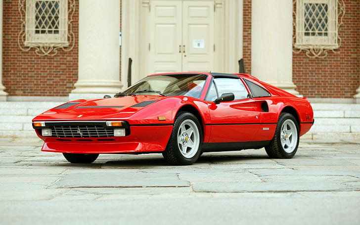 Старый Ferrari 308, красное купе, Ferrari 308, классические автомобили, винтажные автомобили, старые автомобили, HD обои
