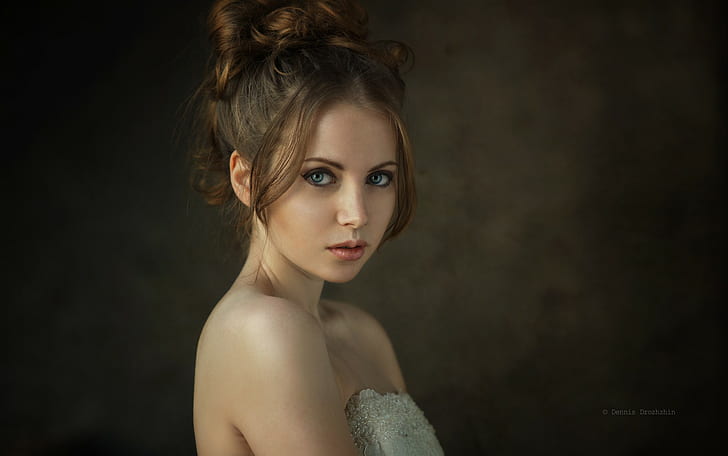 women, model, face, portrait, simple background, HD wallpaper