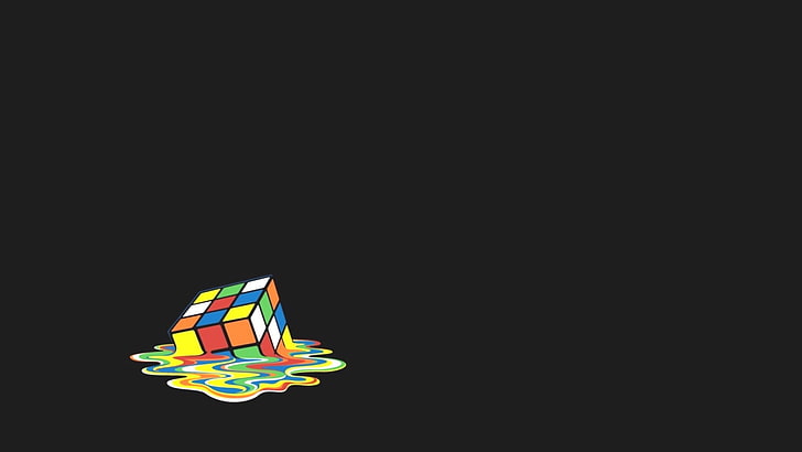 melting Rubik's cube, minimalism, cube, HD wallpaper