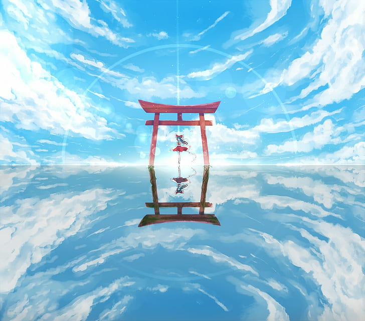 Anime, Touhou, Hakurei Reimu, torii, HD-Hintergrundbild