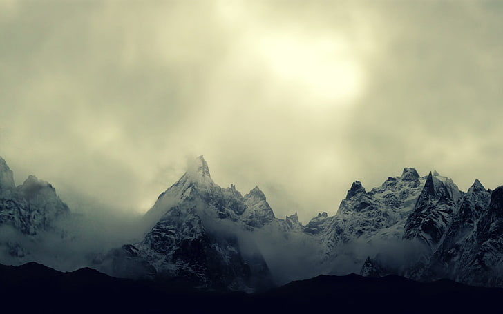 montanhas, paisagem, montanhas, nuvens, neve, natureza, HD papel de parede
