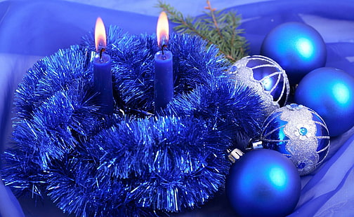 decorazioni natalizie, candele, tinsel, filo, aghi, vacanze, anno nuovo, natale, decorazioni natalizie, candele, tinsel, filo, aghi, vacanze, anno nuovo, natale, Sfondo HD HD wallpaper