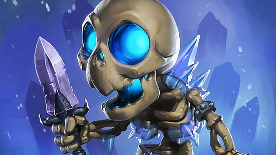 brązowo-niebieska figurka ceramiczna, Hearthstone: Heroes of Warcraft, Hearthstone, Warcraft, karty, grafika, Knights of the frozen throne, szkielet, gry wideo, Tapety HD HD wallpaper
