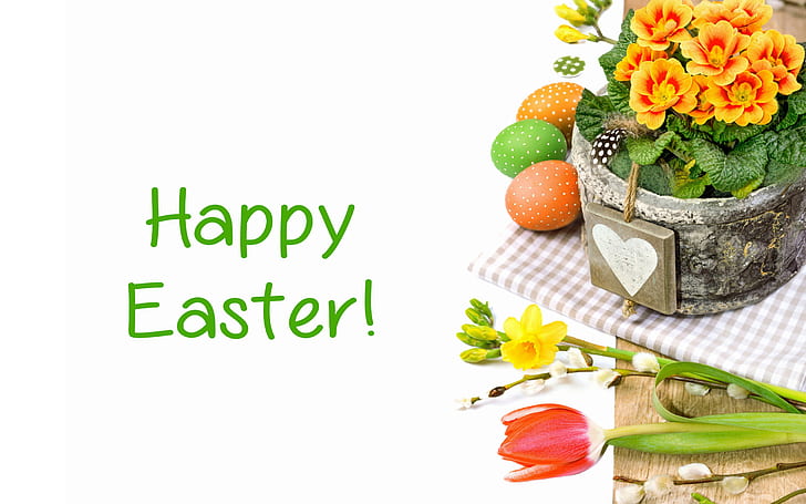 Selamat Paskah, liburan, telur, bunga, tulip, flora, bahagia, flora, telur, bunga, tulip, paskah, Wallpaper HD