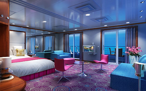 Luxurious Hotel Room, furniture, hotel, travel, accommodation, design, HD wallpaper HD wallpaper