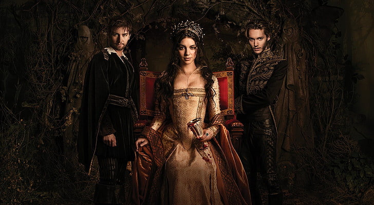 Reign TV Show, two male and woman movie poster, Movies, Other Movies, Queen, Movie, Prince, France, Reign, Film, Fiction, actors, tv series, historical, Cast, tv show, Torrance Coombs, Bash, Adelaide Kane, Mary Stuart, Toby Regbo, Prince Francis, 1557, HD wallpaper
