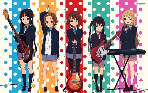 K-ON !, Akiyama Mio, Hirasawa Yui, Nakano Azusa, Tainaka Ritsu, Kotobuki Tsumugi, animeflickor, anime, HD tapet HD wallpaper