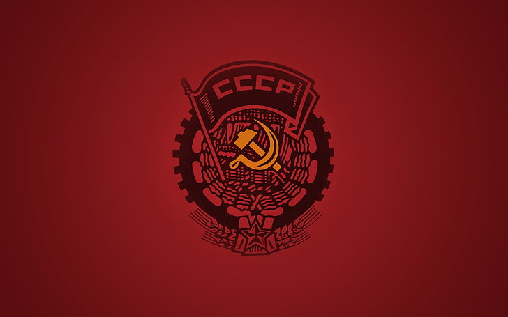 Red, Background, USSR, The Hammer and sickle, HD wallpaper