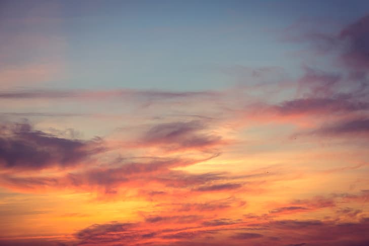 the sky, clouds, sunset, background, pink, colorful, sky, beautiful, HD wallpaper