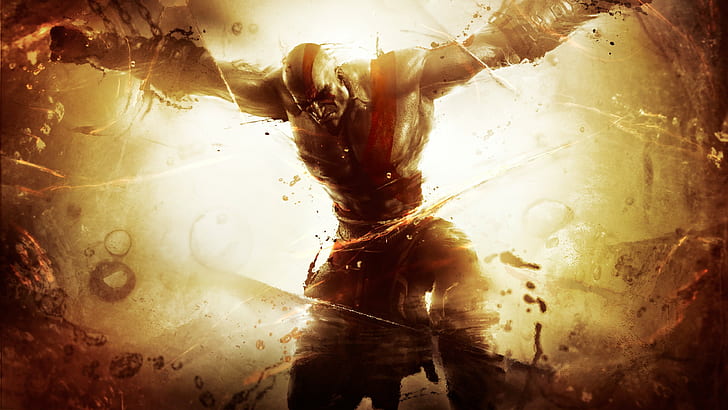 Kratos God of War HD, плакат против маг, видео игри, война, бог, kratos, HD тапет