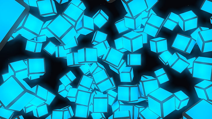 3d, cube, cubic, Glowing, minimalism, night, HD wallpaper
