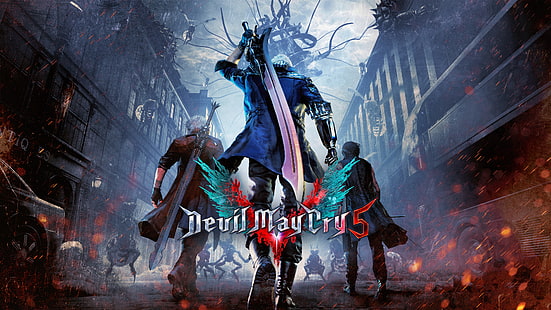 Devil May Cry 5 affisch, Devil May Cry 5, Dante (Devil May Cry), Devil May Cry, Nero (Devil May Cry), HD tapet HD wallpaper