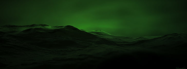 Land der Verwirrung, Nordlichter, Elemente, Wasser, Dunkel, Grün, Welle, Strömung, Nahaufnahme, Verwirrung, HD-Hintergrundbild