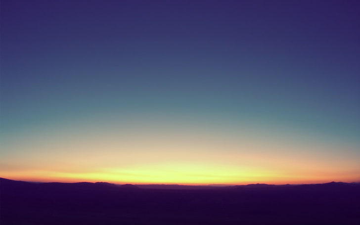 sunset, horizon, sky, sunlight, landscape, HD wallpaper