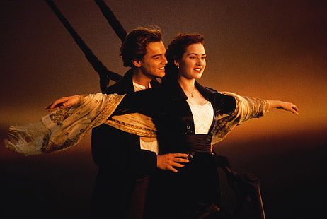 Titanic Jack and Rose scene, Titanic, Leonardo DiCaprio, Kate Winslet, HD, HD wallpaper HD wallpaper