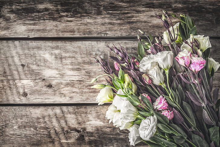 flowers, bouquet, eustoma, HD wallpaper