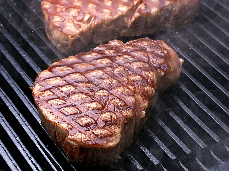 grilled meat, meat, tasty, net, HD wallpaper