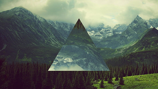 триъгълник, пейзаж, поли пейзаж, HD тапет HD wallpaper