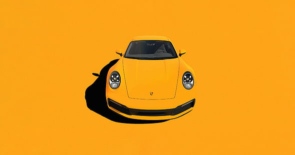 Porsche, carro, trabalho artístico, fundo amarelo, veículo, HD papel de parede HD wallpaper