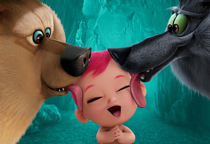 赤ちゃん、コウノトリ、熊、2016年の最高のアニメーション映画、 HDデスクトップの壁紙