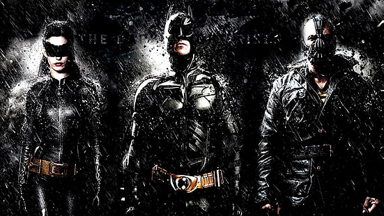 film, The Dark Knight Rises, Catwoman, Anne Hathaway, Bane, Batman, Wallpaper HD HD wallpaper